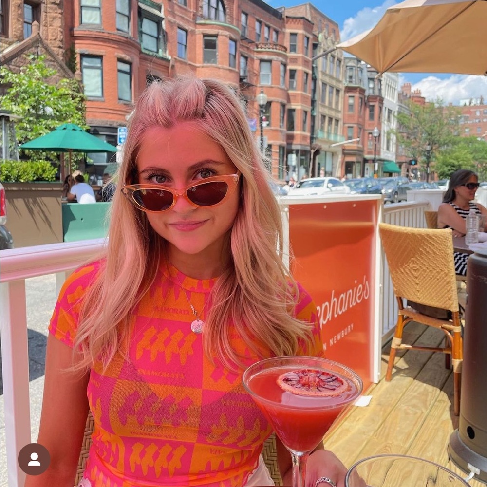iNAMORATA Pink and Orange Patterned Top